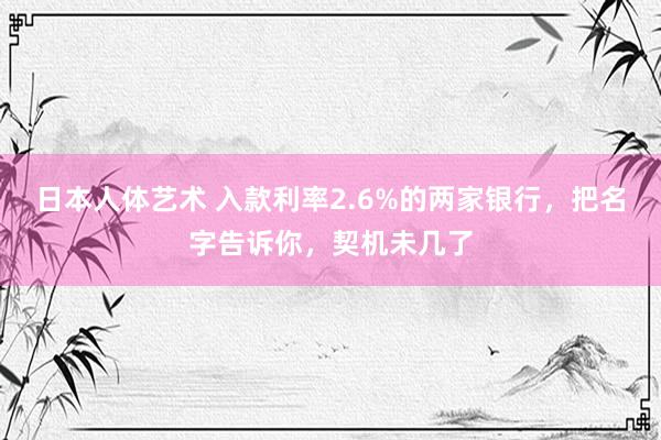 日本人体艺术 入款利率2.6%的两家银行，把名字告诉你，契机未几了