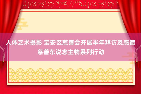 人体艺术摄影 宝安区慈善会开展半年拜访及感德慈善东说念主物系列行动